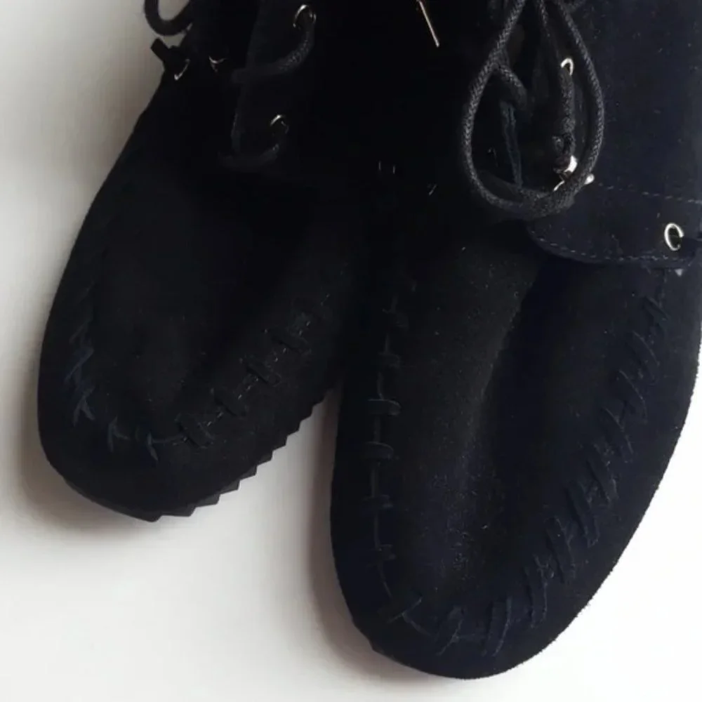 SUDINI New JENNA Womens 10 Suede Leather Comfort Stylish Wedge Bootie Boot BLACK